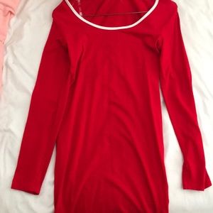 a fashion nova red and white fitted dress.